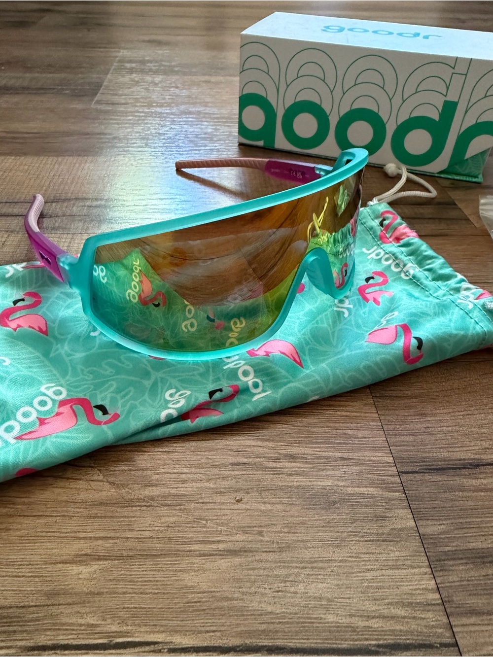 goodr Turquoise & Pink Shield Sunglasses - Picture 2 of 10